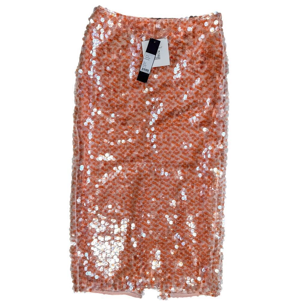 TOCCIN Leilani Sequin Pencil Skirt Mango Peach NWT Size 4